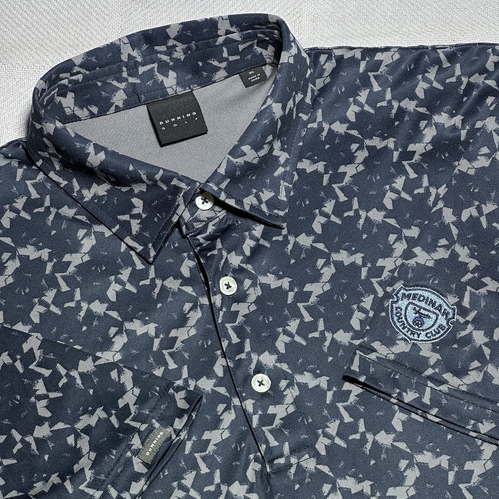 Dunning Golf Polo Mens Size XL Cracked Abstract Geometric Performance Medinah CC - Picture 1 of 9